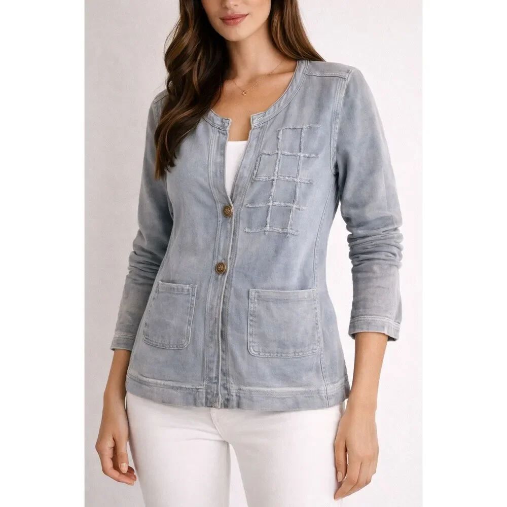 Bottega Gray Cardigan Jacket Made in Italy Button Up Cotton Blend Casual Sz L